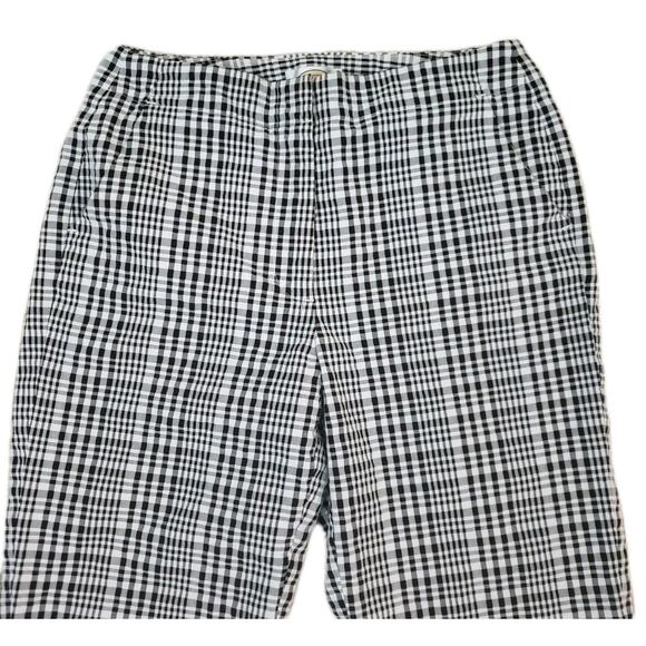 Talbots ~Woman Size 6~ White/Brown Plated Print Stretch Cotton Blend Pants Crop. - Picture 8 of 12